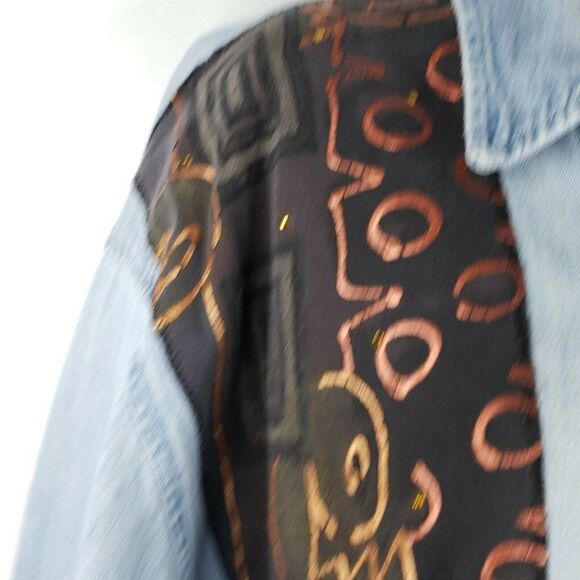 Vtg 90s Womens L Denim Blue Jean Shirt Oversized - Picture 6 of 8